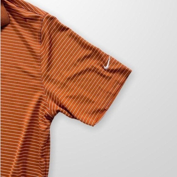 Nike Dri-Fit Golf Polo Shirt Orange & White Stripes Size Large - Picture 3 of 6